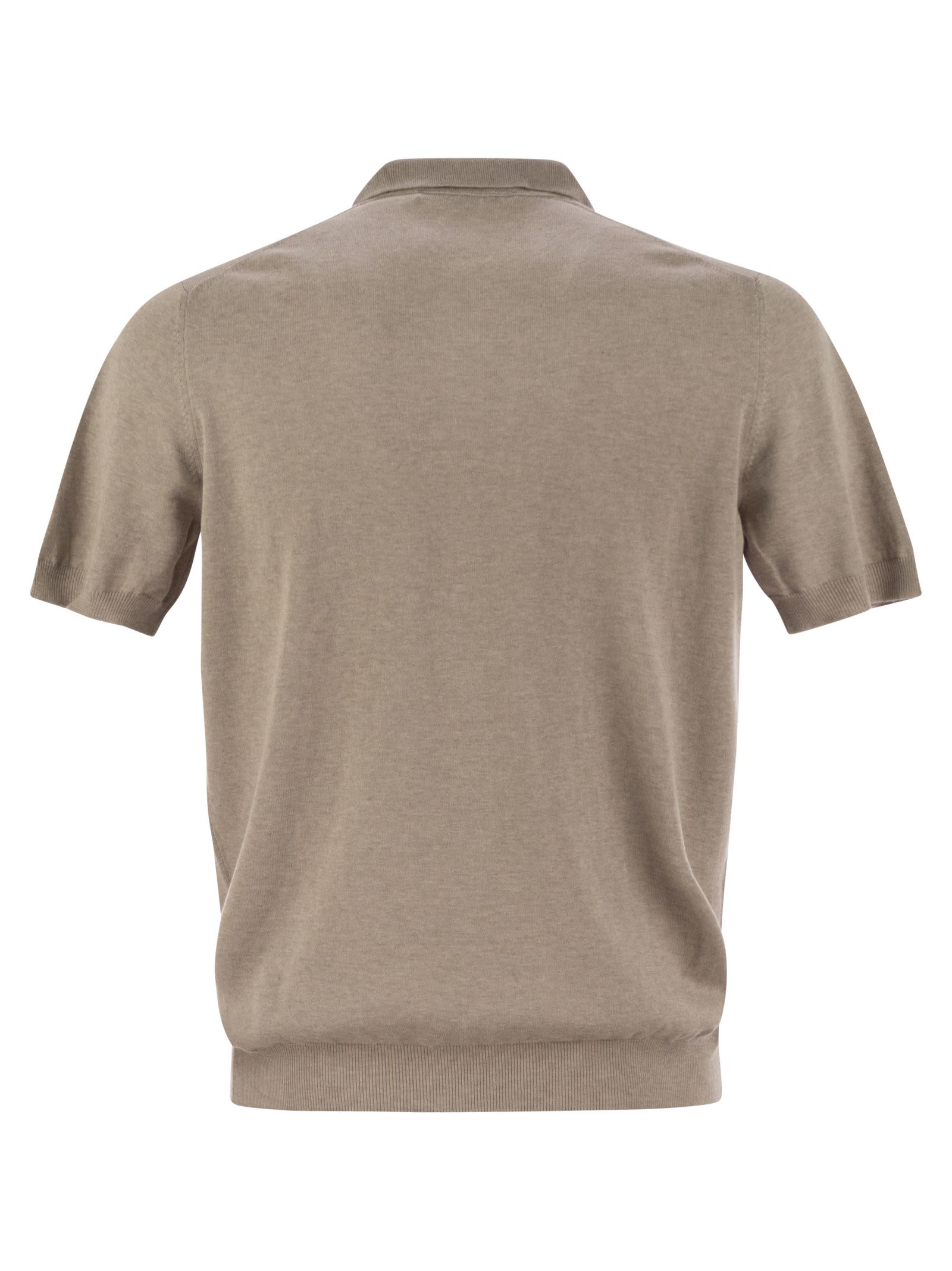Tagliatore Basic Short-sleeved Cotton Polo Shirt In Beige