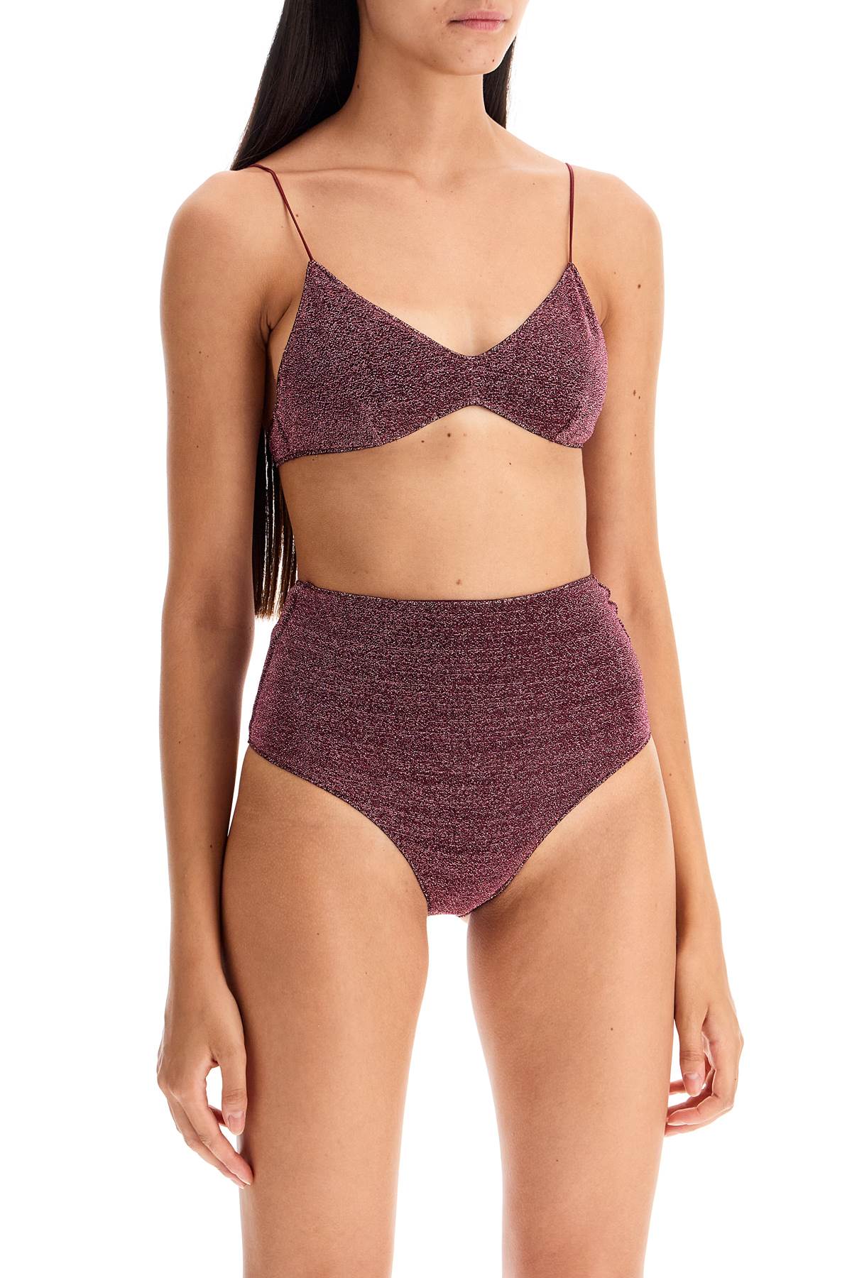 Shop Oseree High-waisted Lumiã¨re Bikini Set In Aubergine (purple)