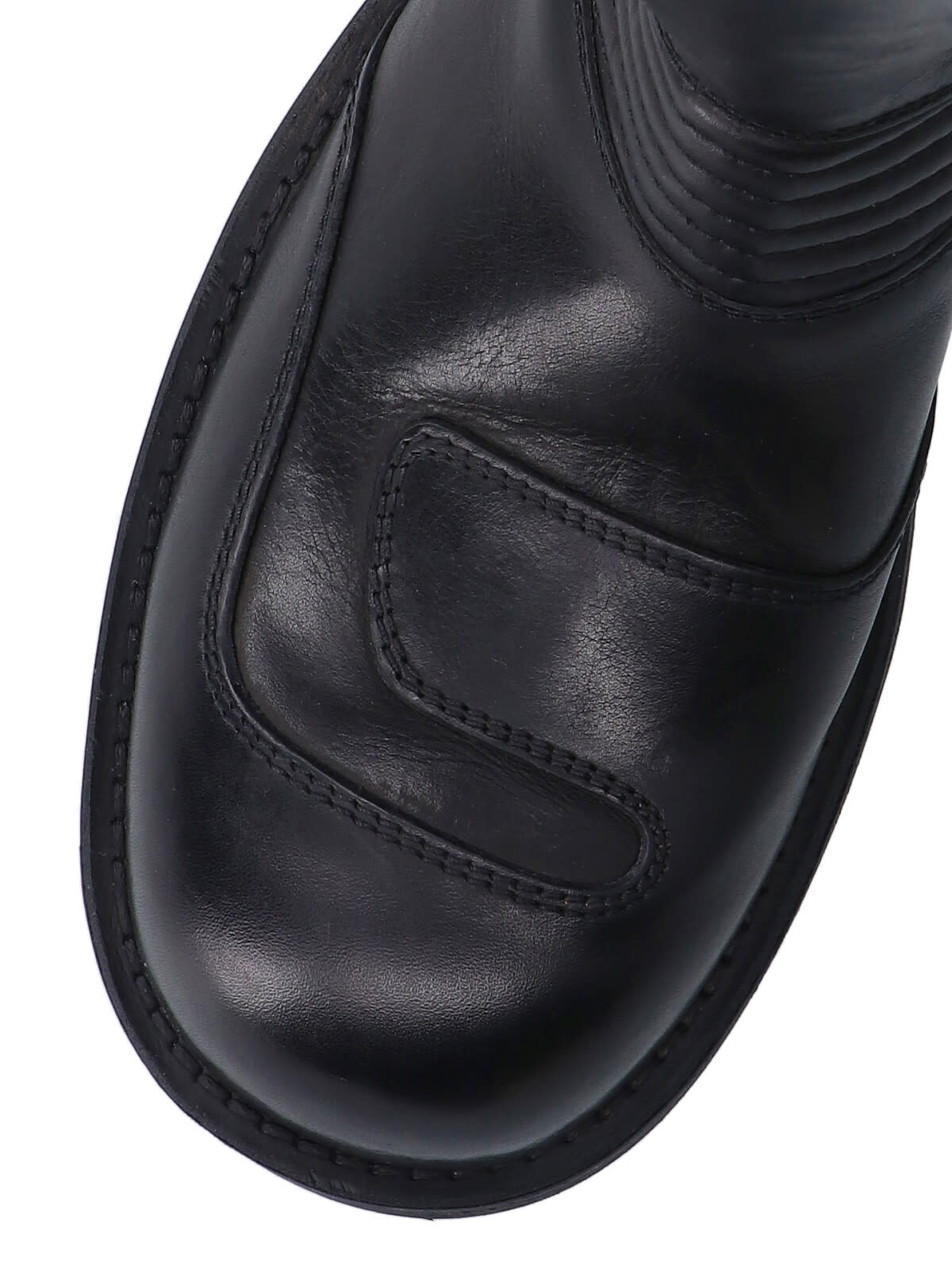 Mm6 Maison Margiela High Shaft Round Toe Stitched Boots In Black