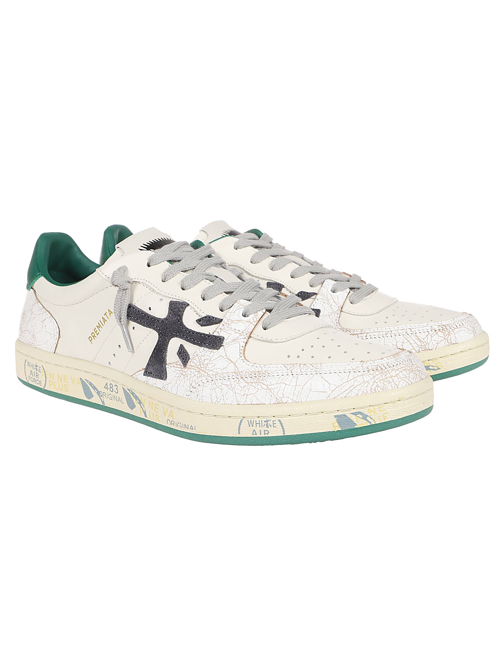 Shop Premiata Bskt Clay Sneakers In Bianco