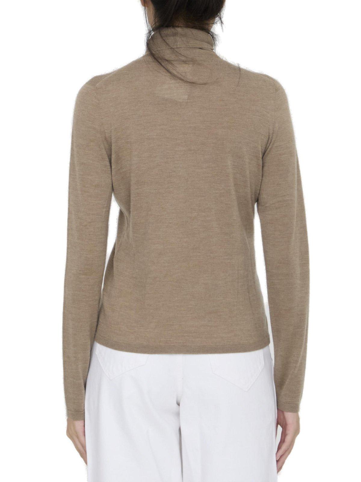 Max Mara Turtleneck Long-sleeved Jumper In Marrone