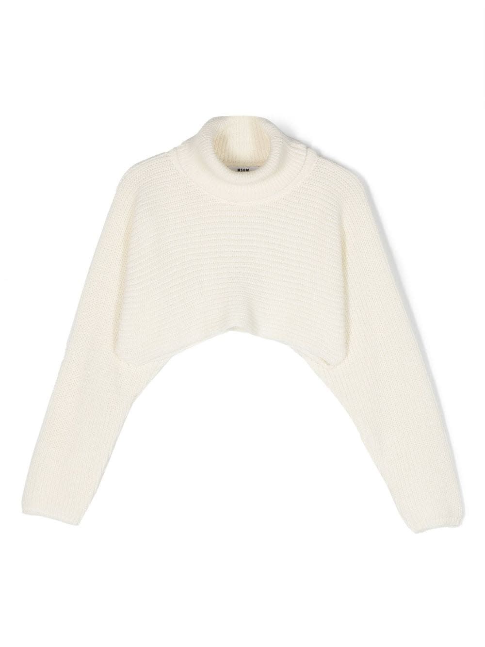 MSGM SHORT TURTLENECK IN IVORY KNIT