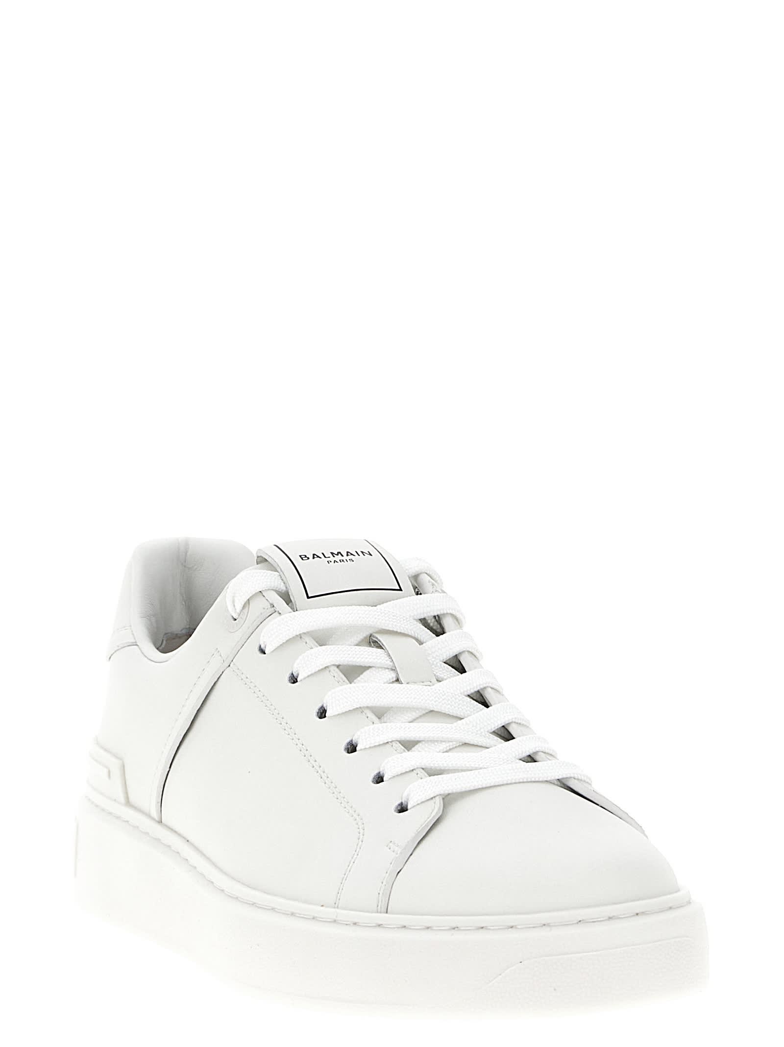 Balmain B-court Leather Sneakers In White
