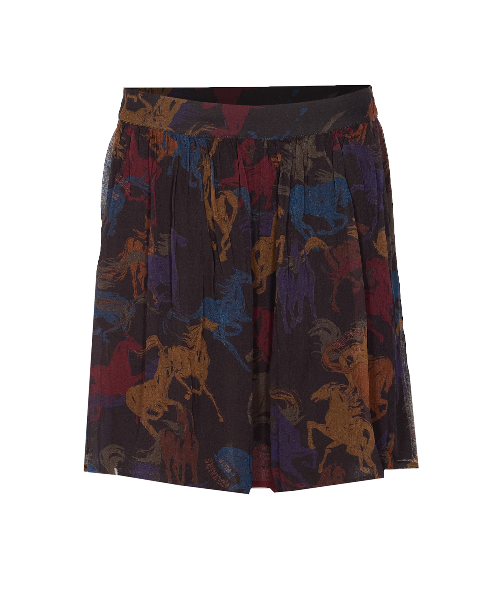 Zadig & Voltaire Jadys Mousseline Horses Skirt In Brown