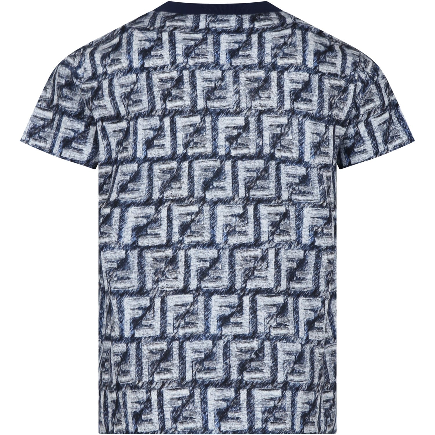 Shop Fendi Blue T-shirt For Boy With Iconic Ff