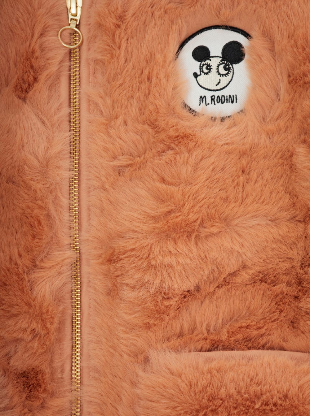 Mini Rodini Ritzratz Faux-fur Patch Waistcoat In Orange