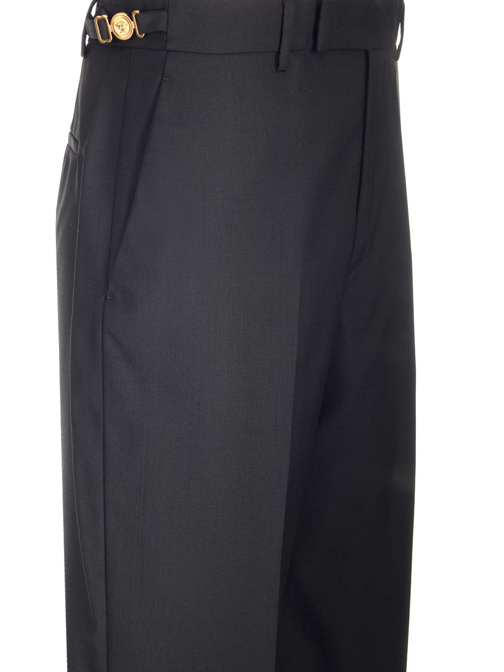 Shop Versace Tailored Wool Trousers In Nero