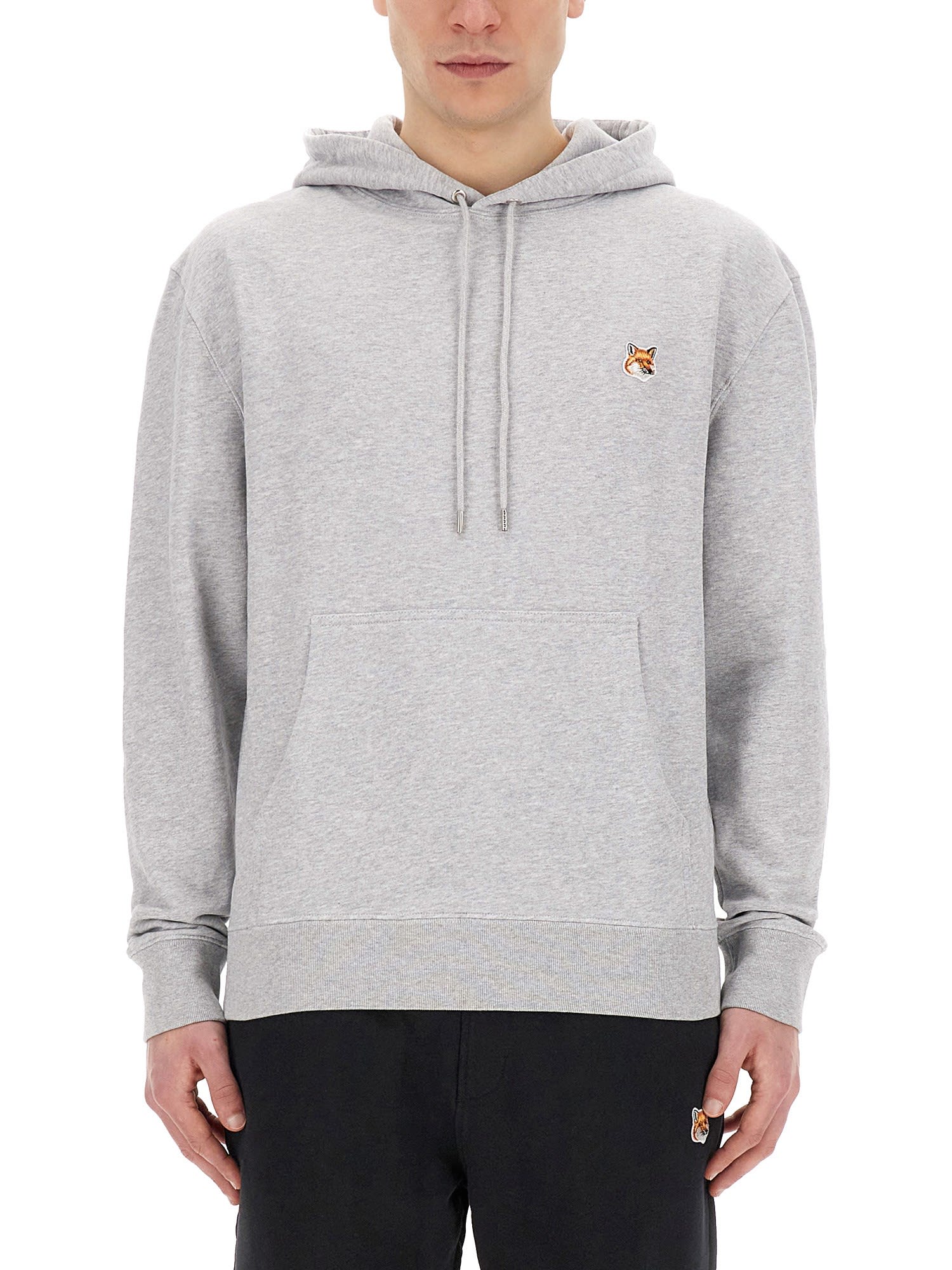 Shop Maison Kitsuné Sweatshirt With Fox Patch In Grey