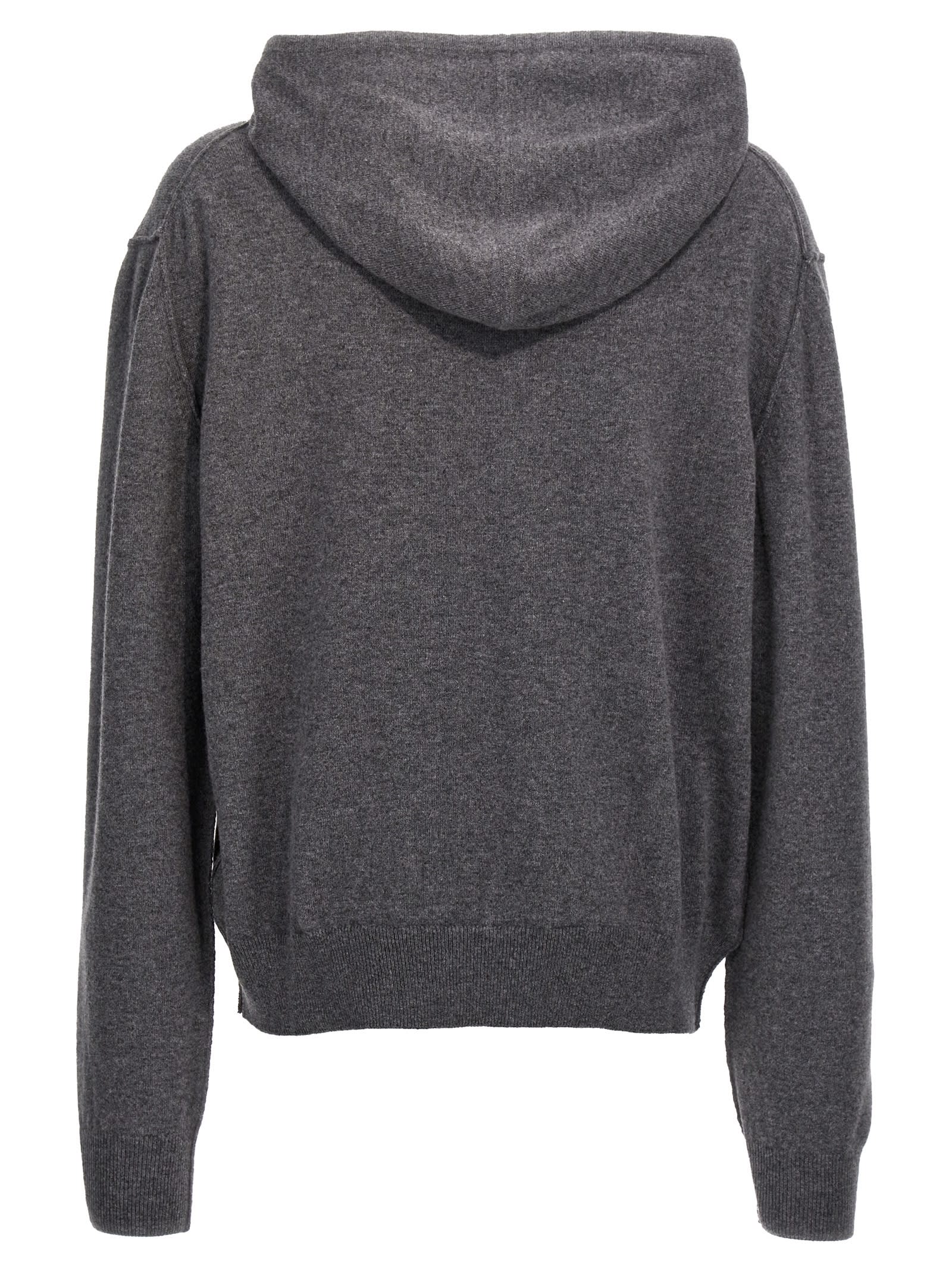 Shop Maison Margiela Hooded Sweater In Gray