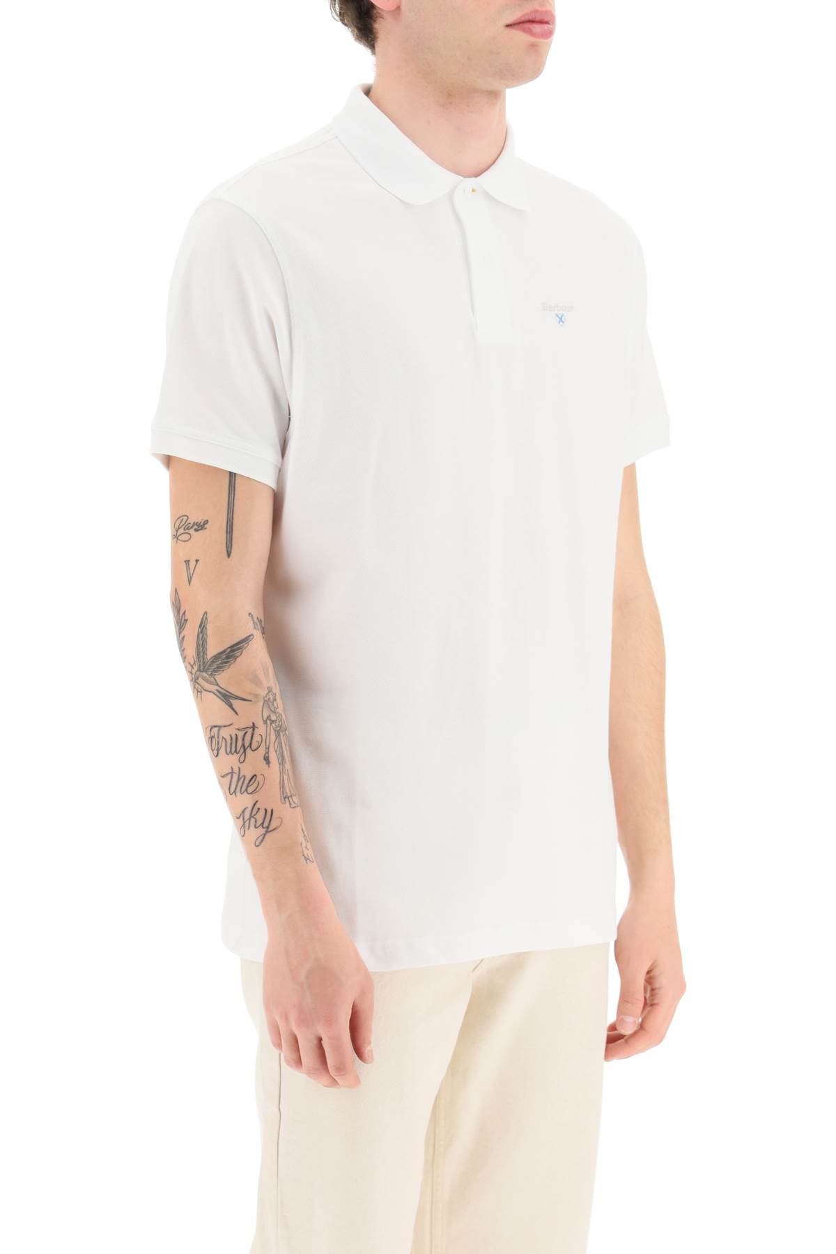 Barbour Polo Shirt With Embroidery In White