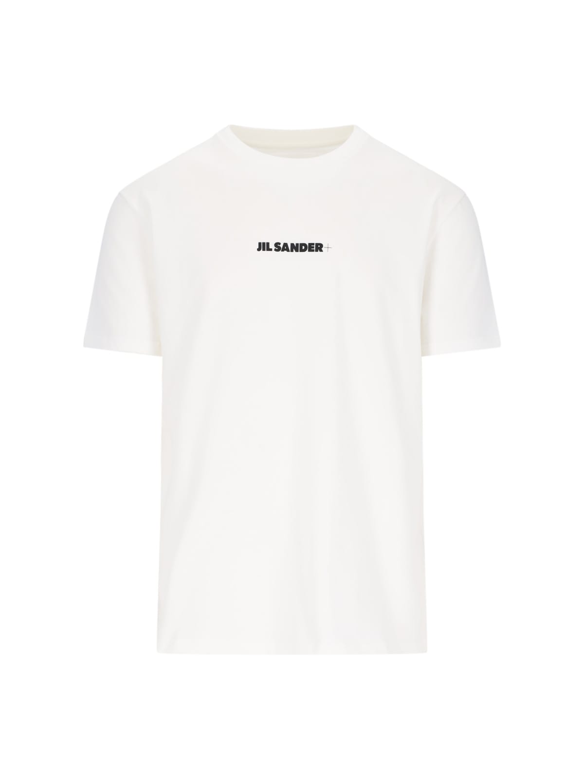 Jil Sander White T-shirt With Short Sleeves And Contrasting Logo Print In Cotton Man