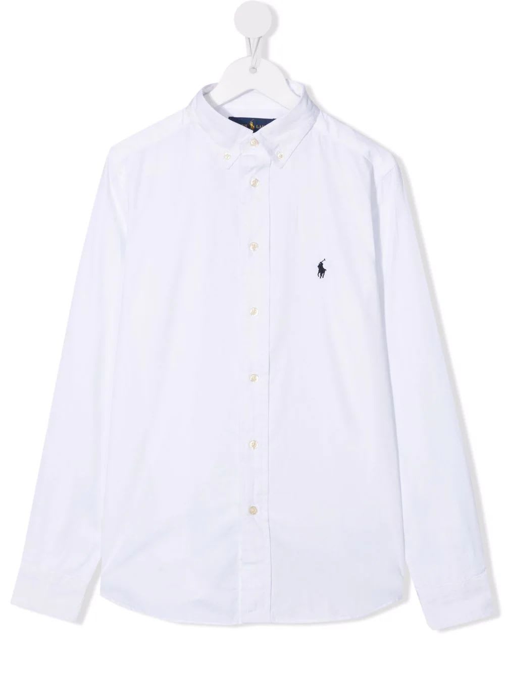 Ralph Lauren Boys Oxford Shirt In White Slim-fit Cotton
