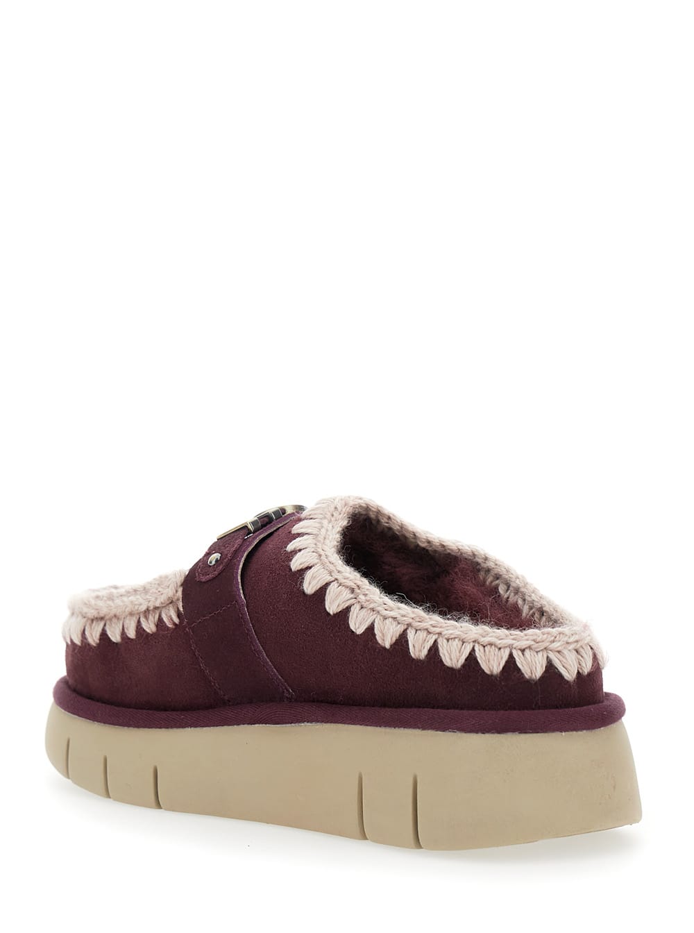 Mou Crochet-detail Platform Mules In Red