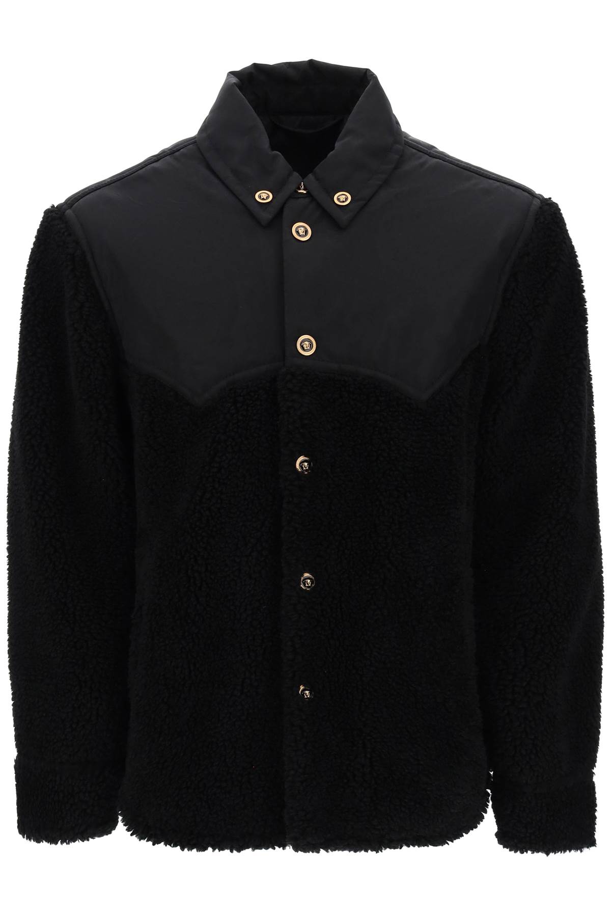 Shop Versace Barocco Silhouette Fleece Jacket In Black (black)