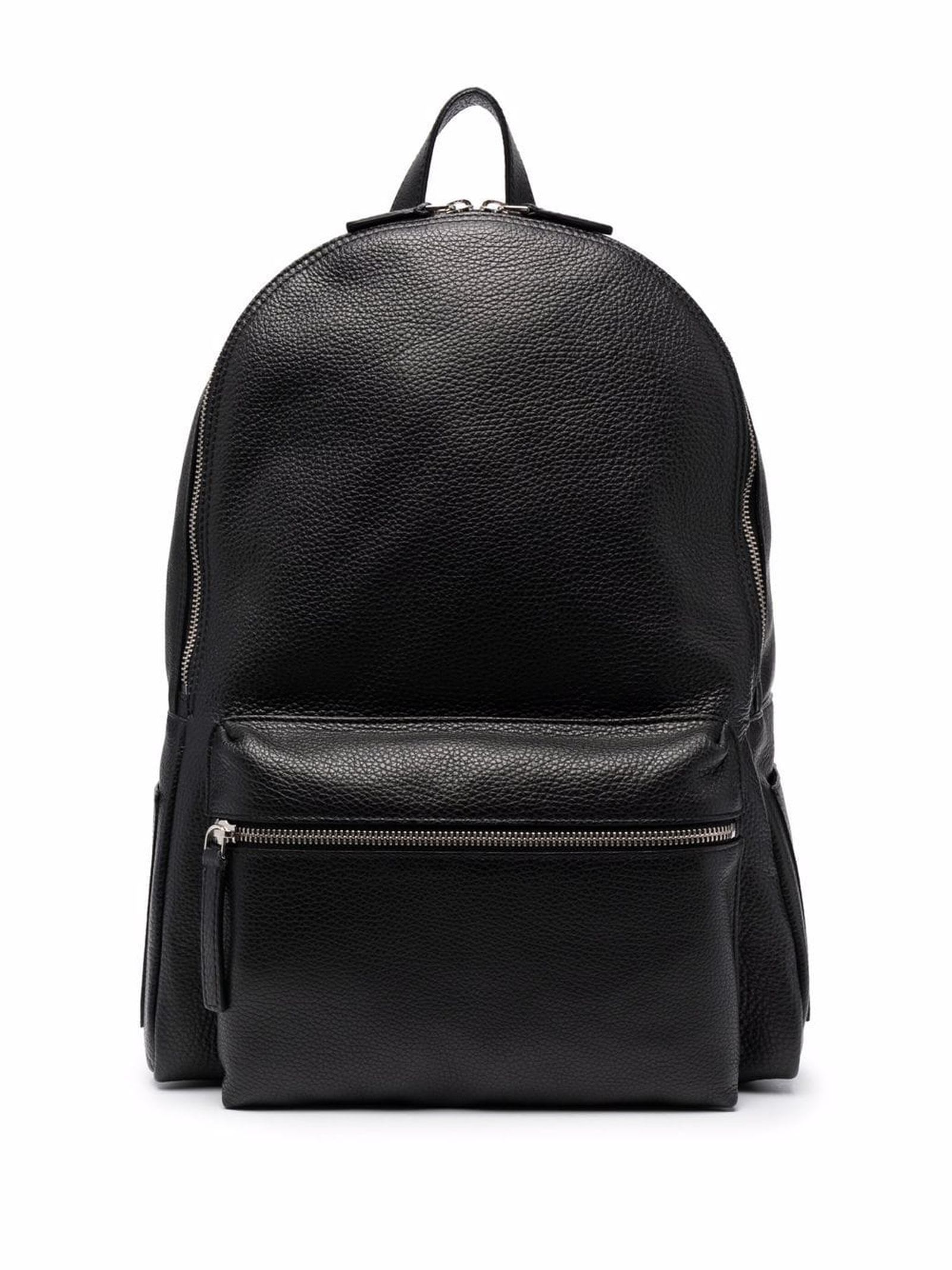 ORCIANI BLACK CALF LEATHER MICRON BACKPACK 