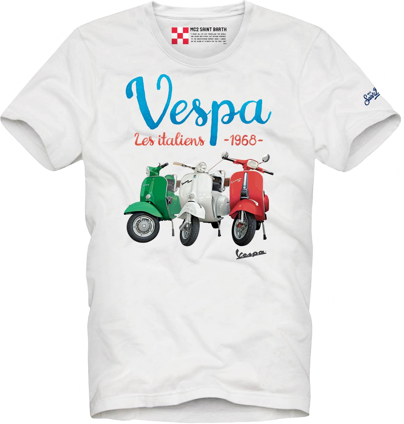 MC2 Saint Barth Vespa Les Italianes Printed White T-shirt - Vespa Special Edition ®