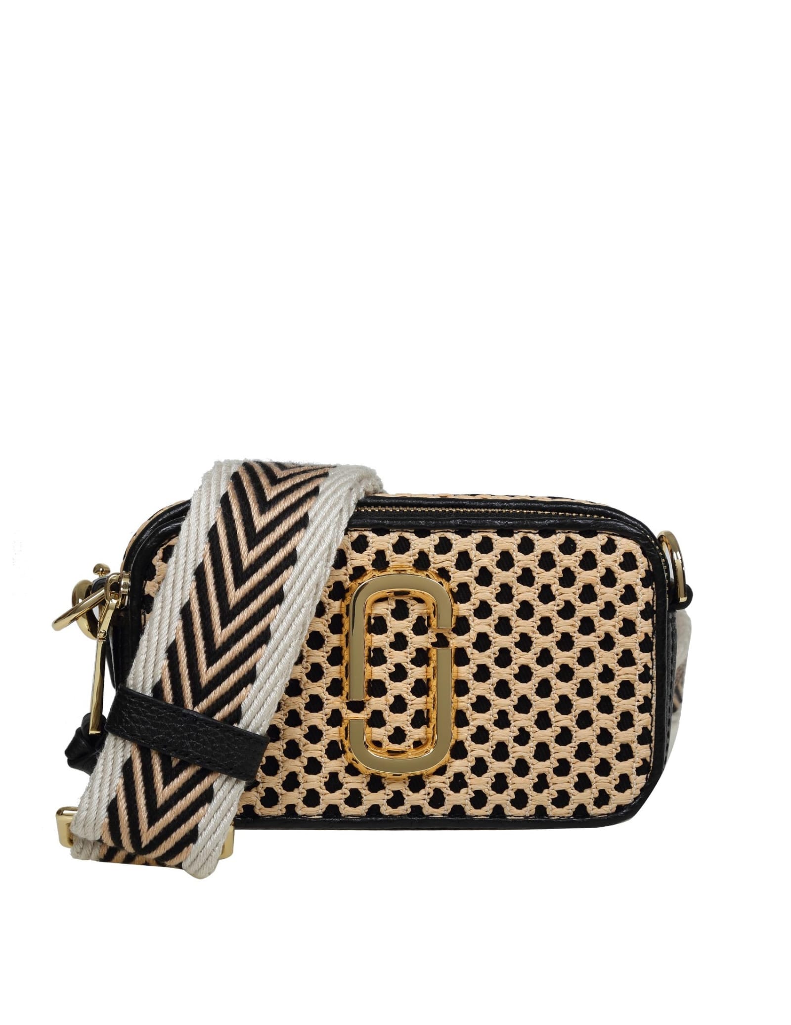 Marc Jacobs Snapchat Bag In Leather And Braided Raffia