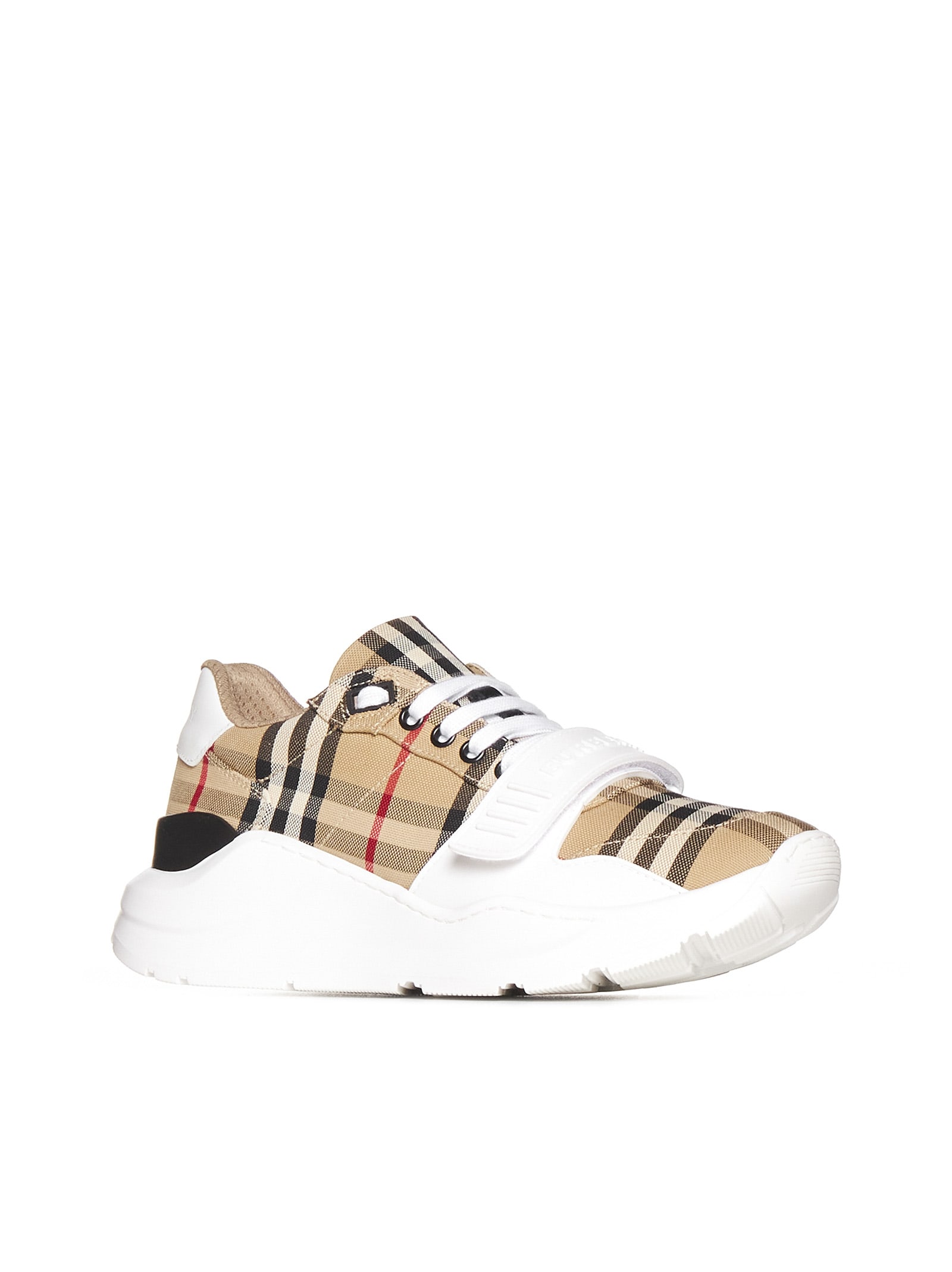 Burberry Vintage Check-pattern Touch-strap Sneakers In Beige