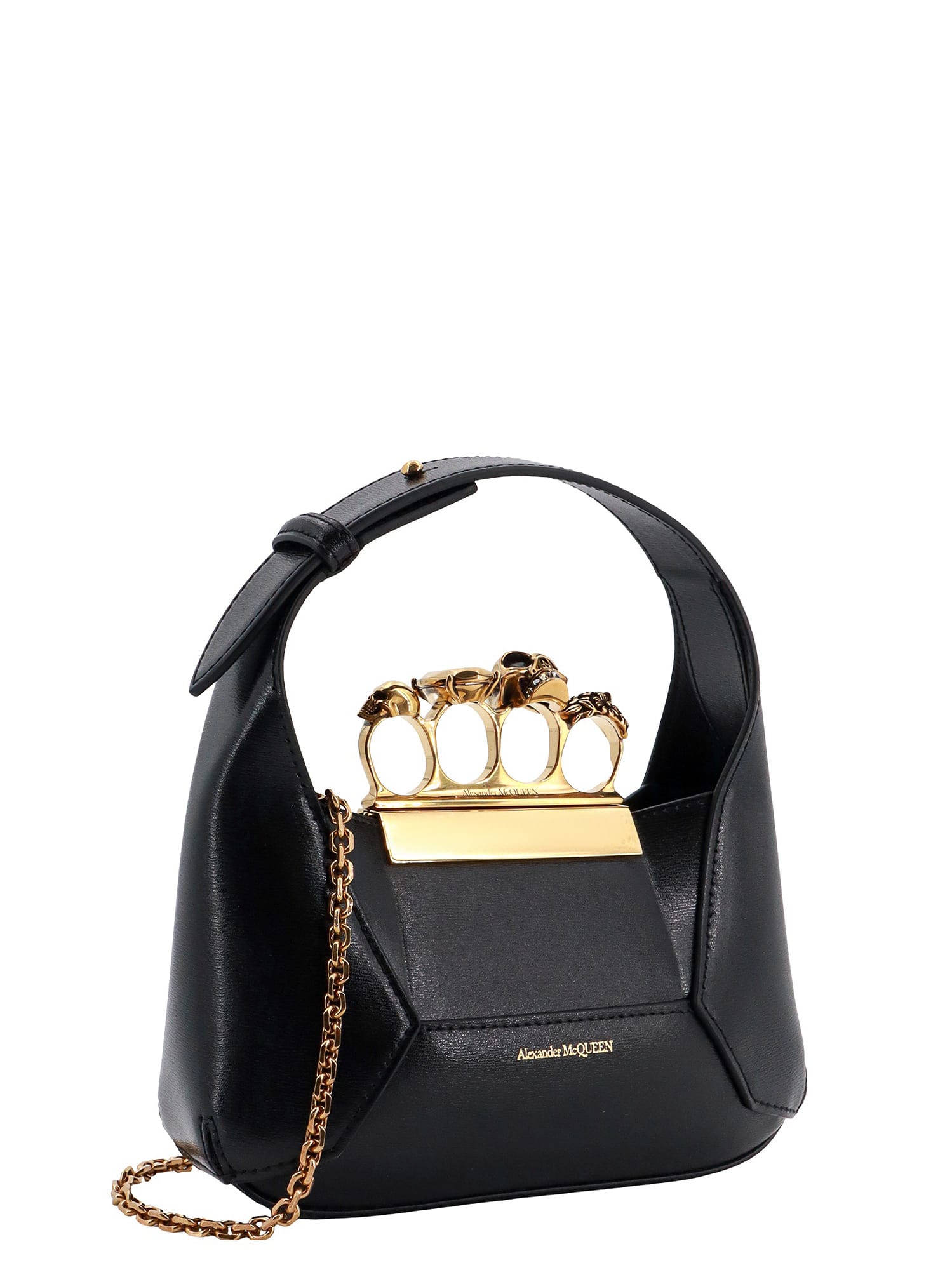 Shop Alexander Mcqueen Jewelled Handbag In Black