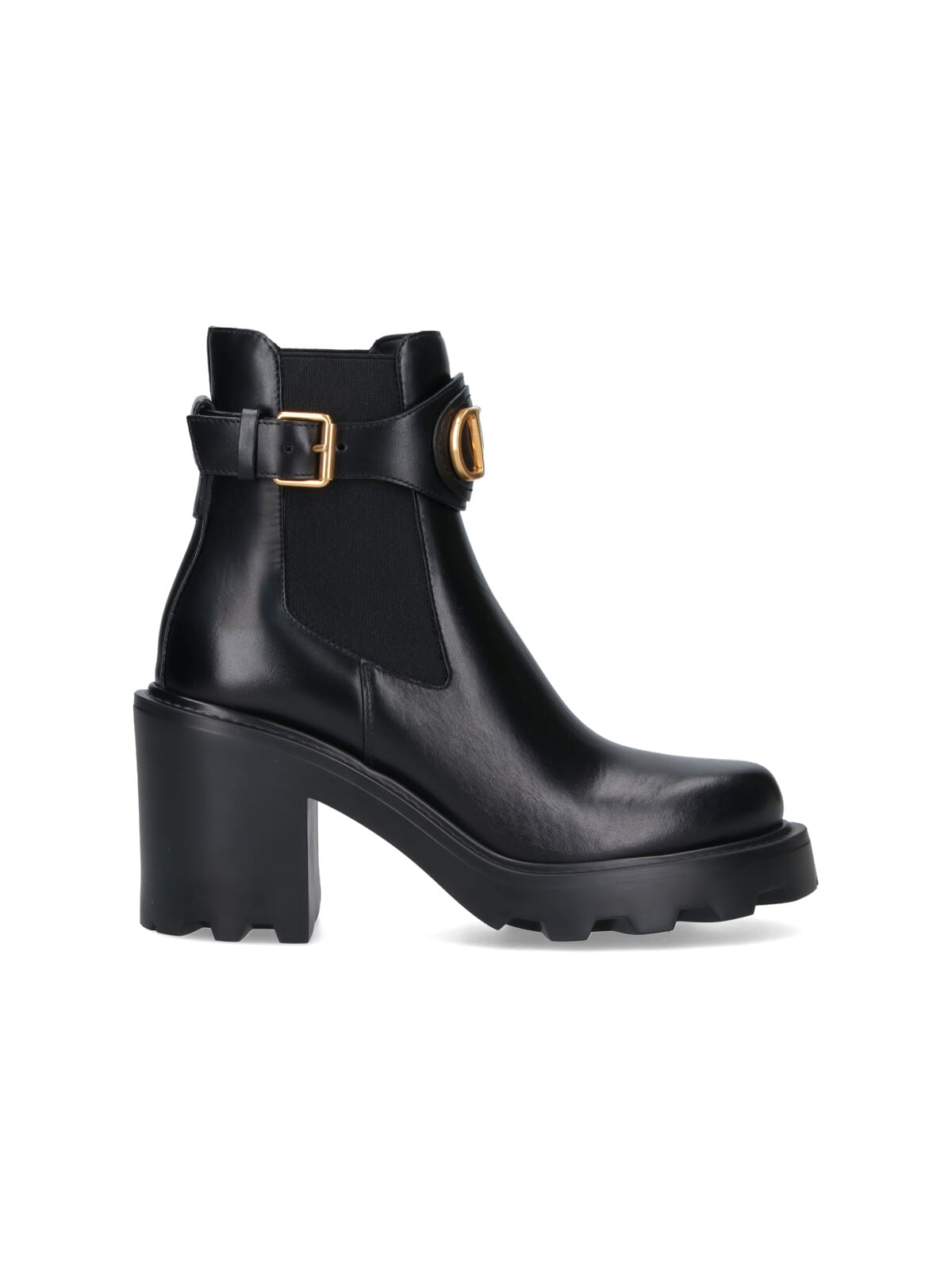 Valentino Garavani Vlogo Signature Calfskin Beatle 90mm Woman Black 42 In Black