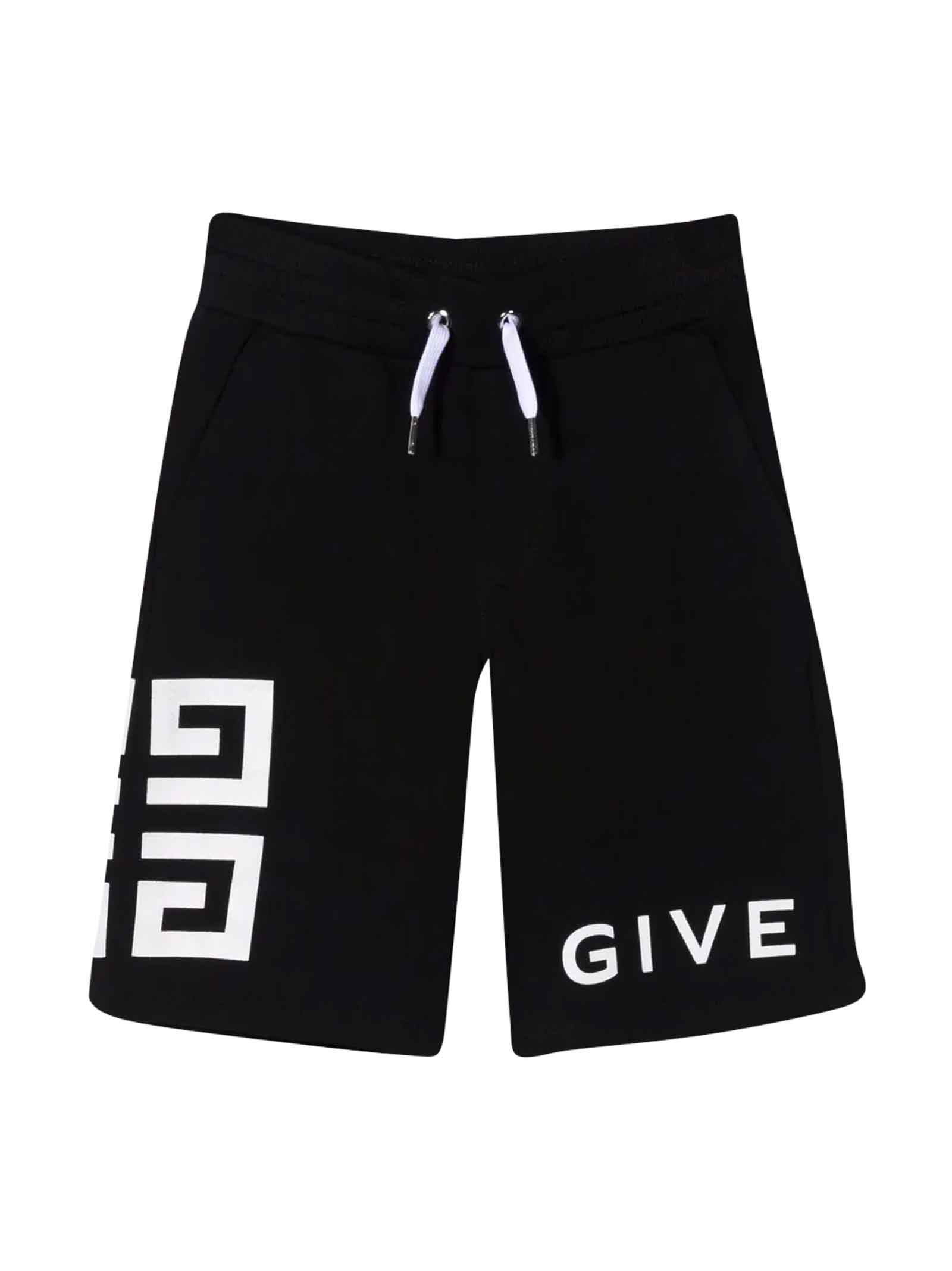 Givenchy Black Bermuda Shorts With White Print