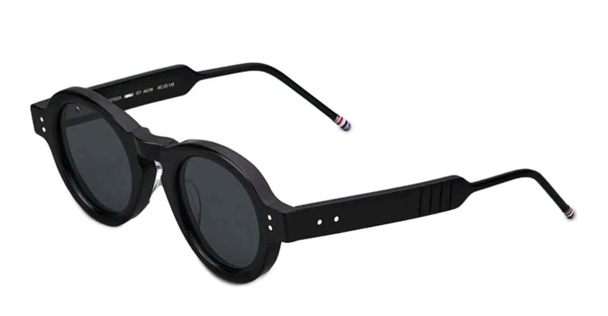 Thom Browne Round - Shiny Black Sunglasses In Shiny Black