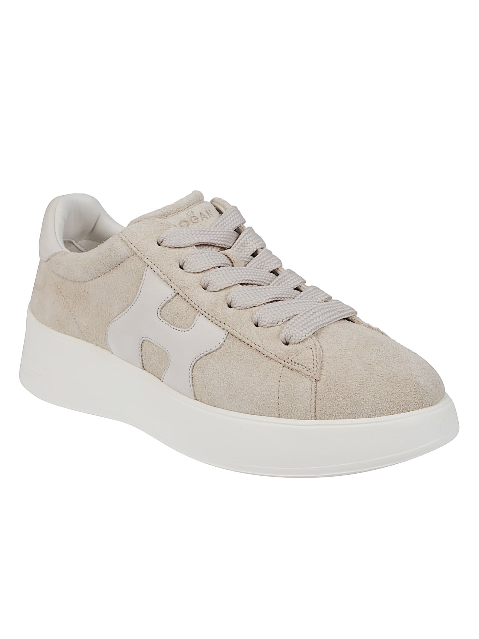 Hogan Low Top Sneakers With Rubber Sole And Suede Upper In Neutral