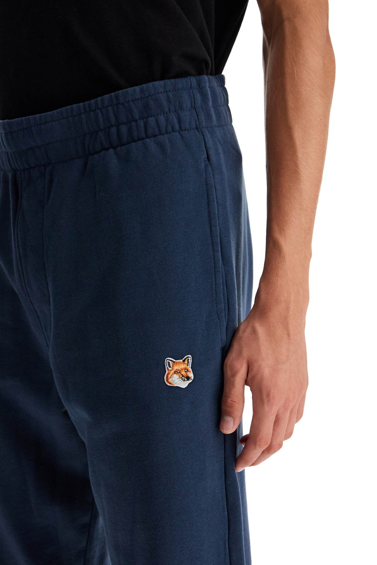 Shop Maison Kitsuné Fox Head Joggers In Ink Blue (blue)