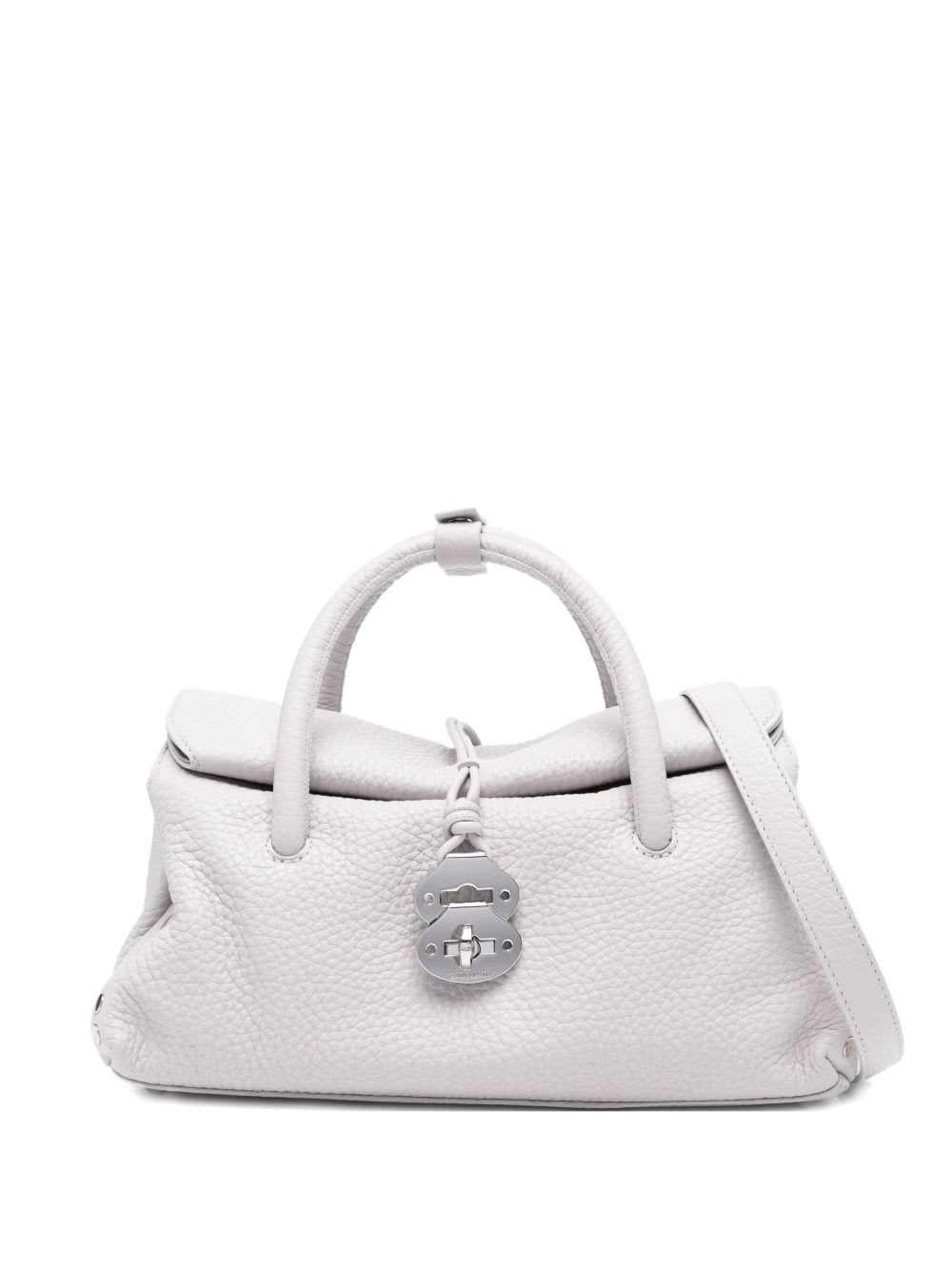 Zanellato Dotta Centauro Small Leather Handbag In Silver