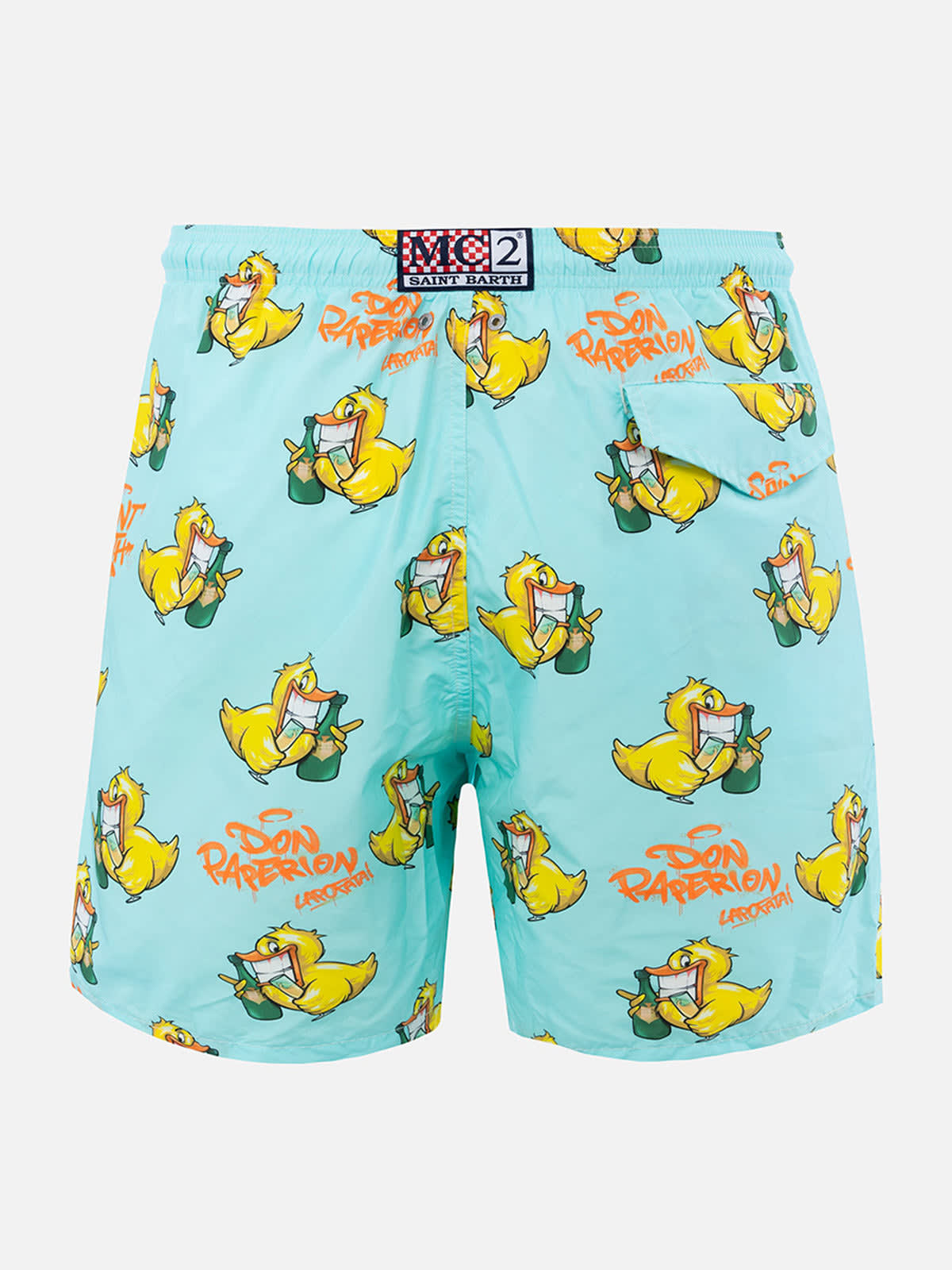 Shop Mc2 Saint Barth Man Lightweight Fabric Swim-shorts Lighting With Cryptopuppets Print Cryptopuppets Special Edition In Green
