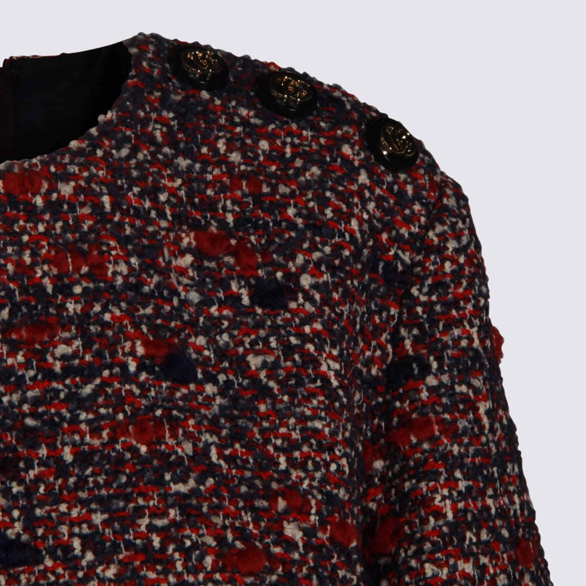 Gucci Textured Wool Dress Featuring Signature Buttons In Red