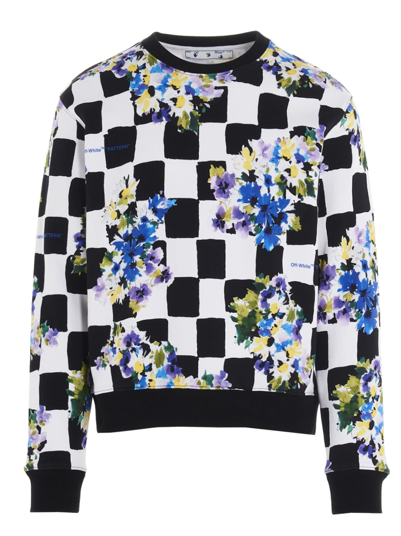 OFF-WHITE OFF-WHITE CHECK FLOWERS SWEATSHIRT,OMBA025S21FLE0188400 8400