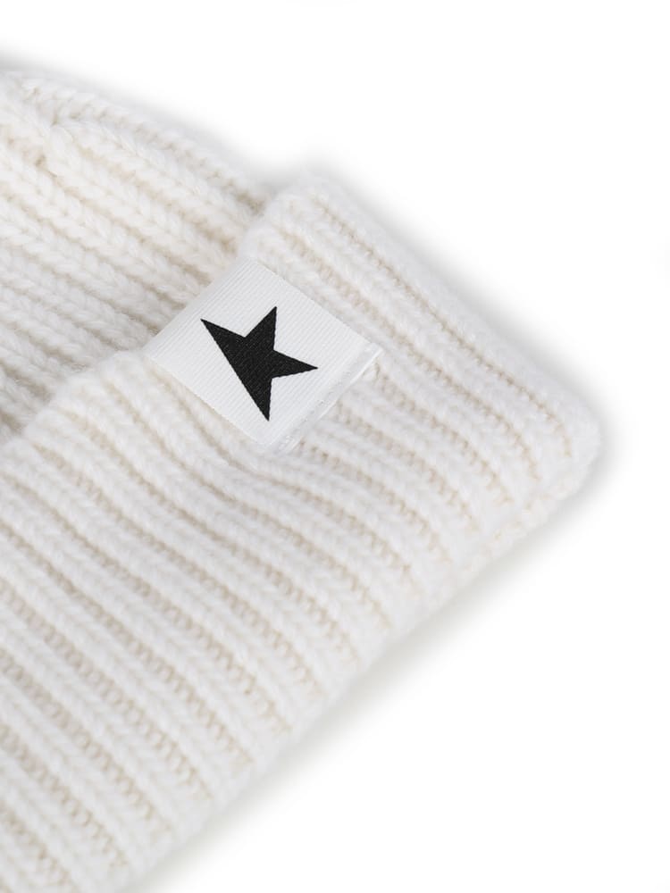 Golden Goose Star Beanie Hats In White Wool In Offwhite