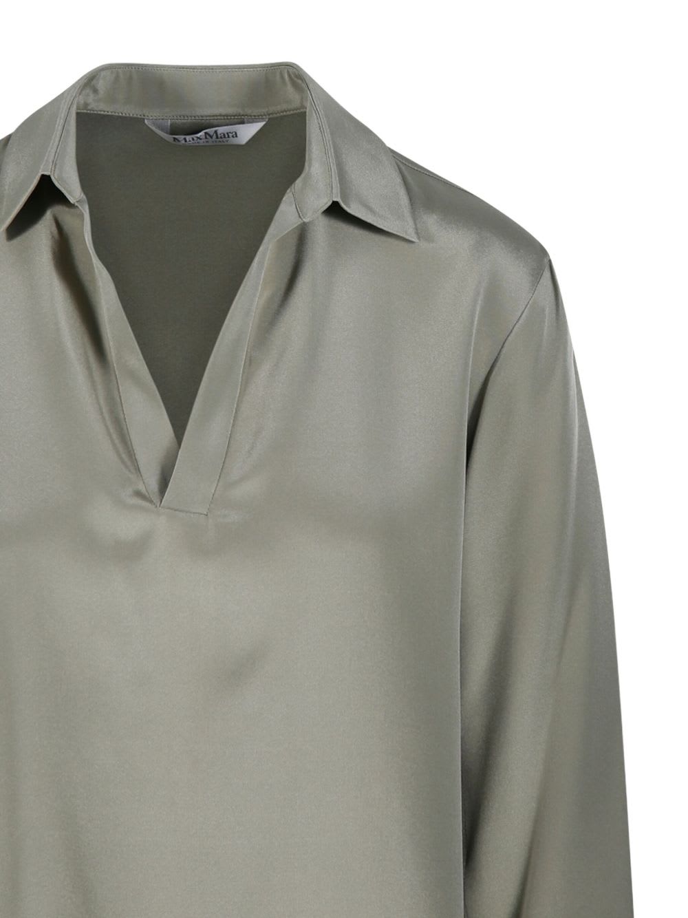 Max Mara Relaxed-fit Blouse With Classic Collar And Unique Cuffs In Gray