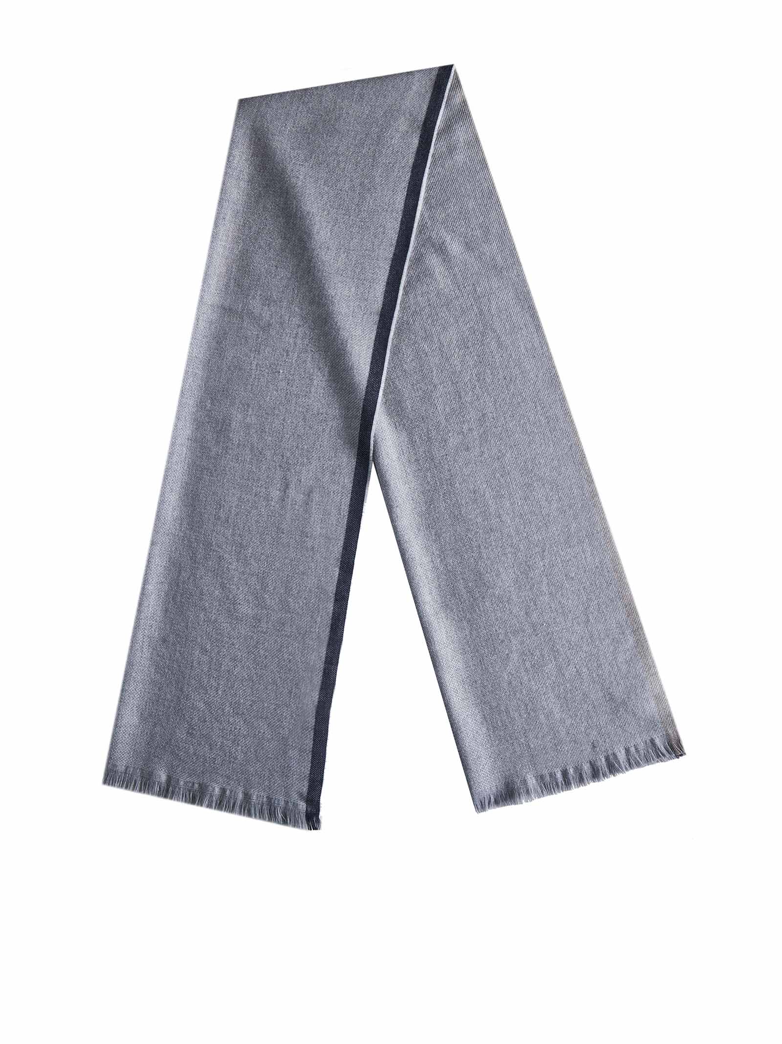 Shop Brunello Cucinelli Scarf In Grigio Perla/marina/tortora