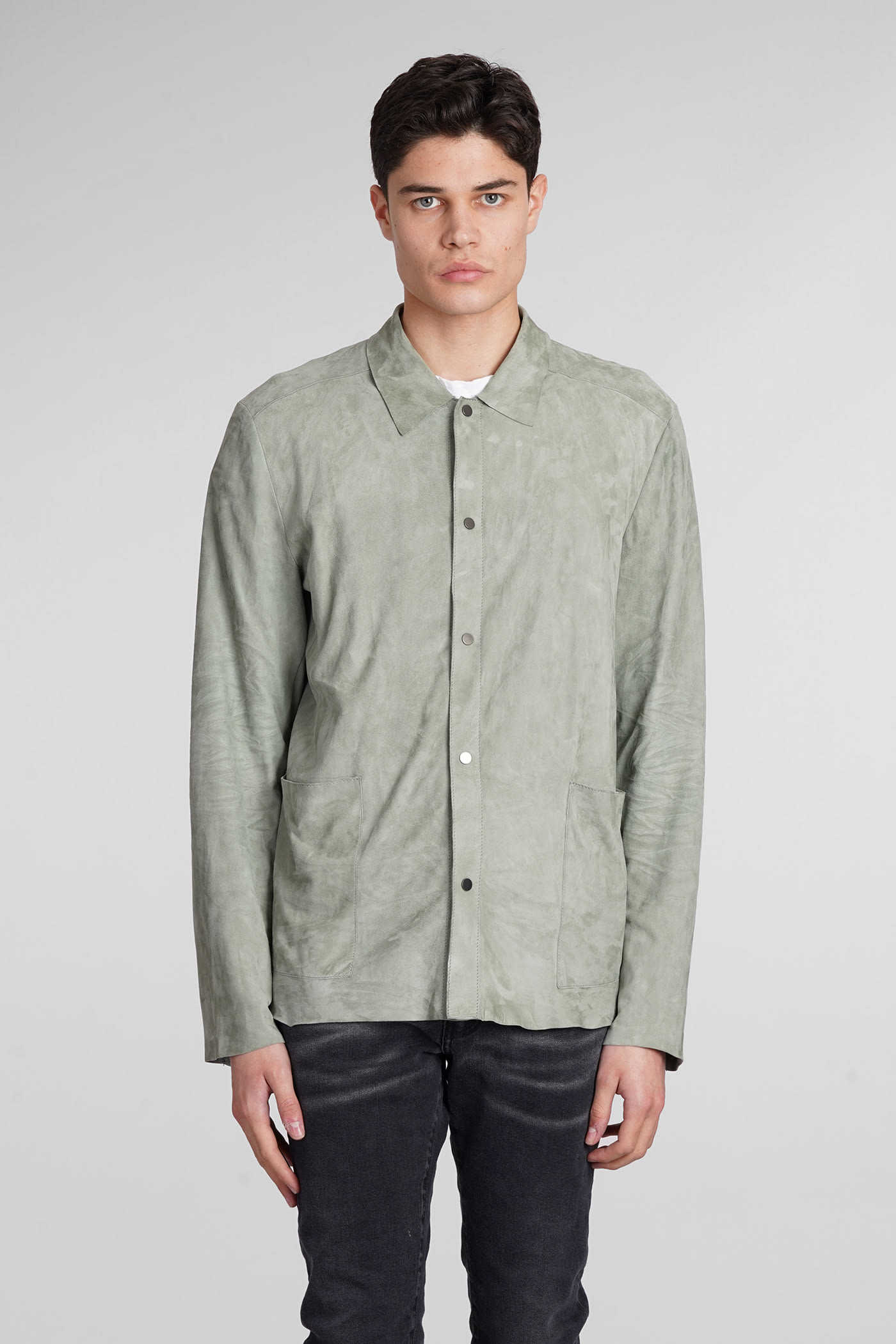 Casual Jacket In Green Suede