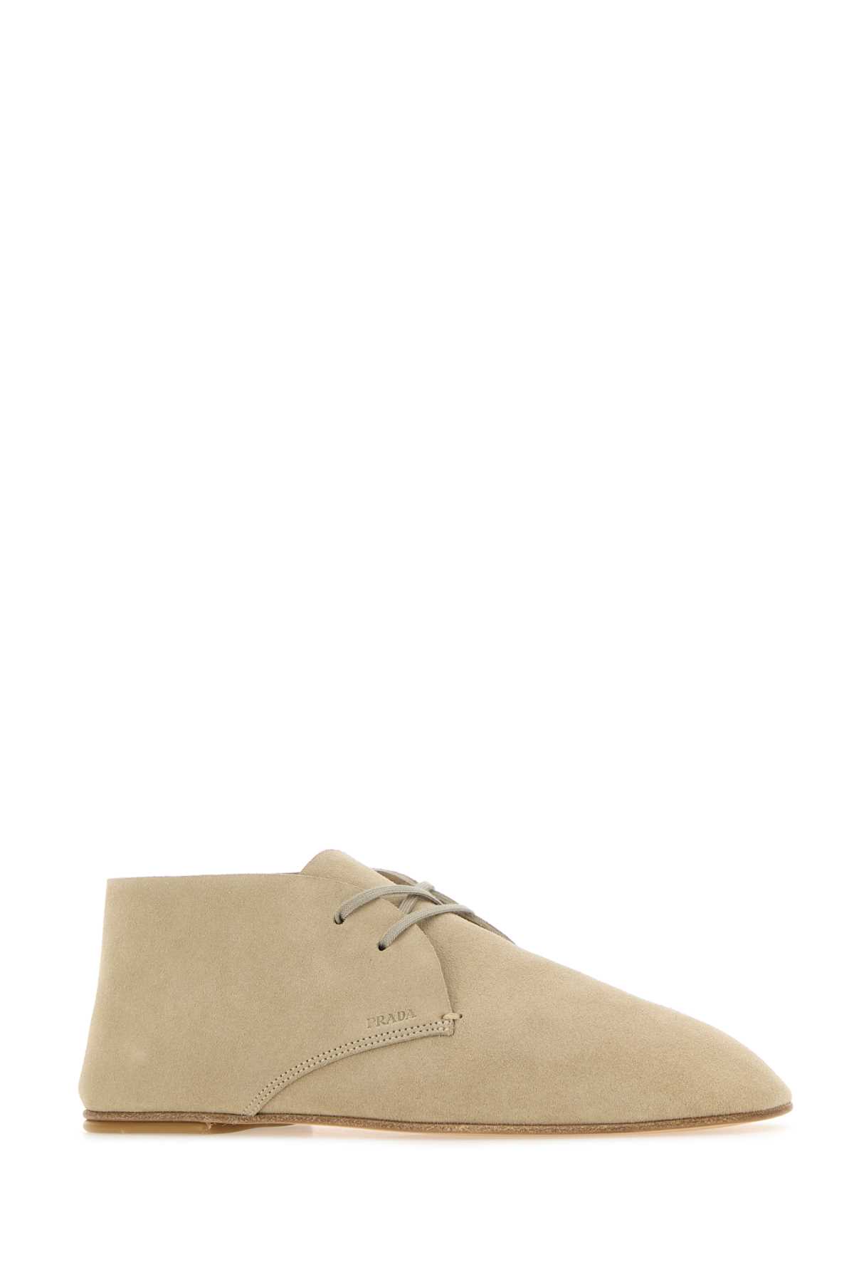 Shop Prada Sand Suede Lace-up Shoes In Deserto
