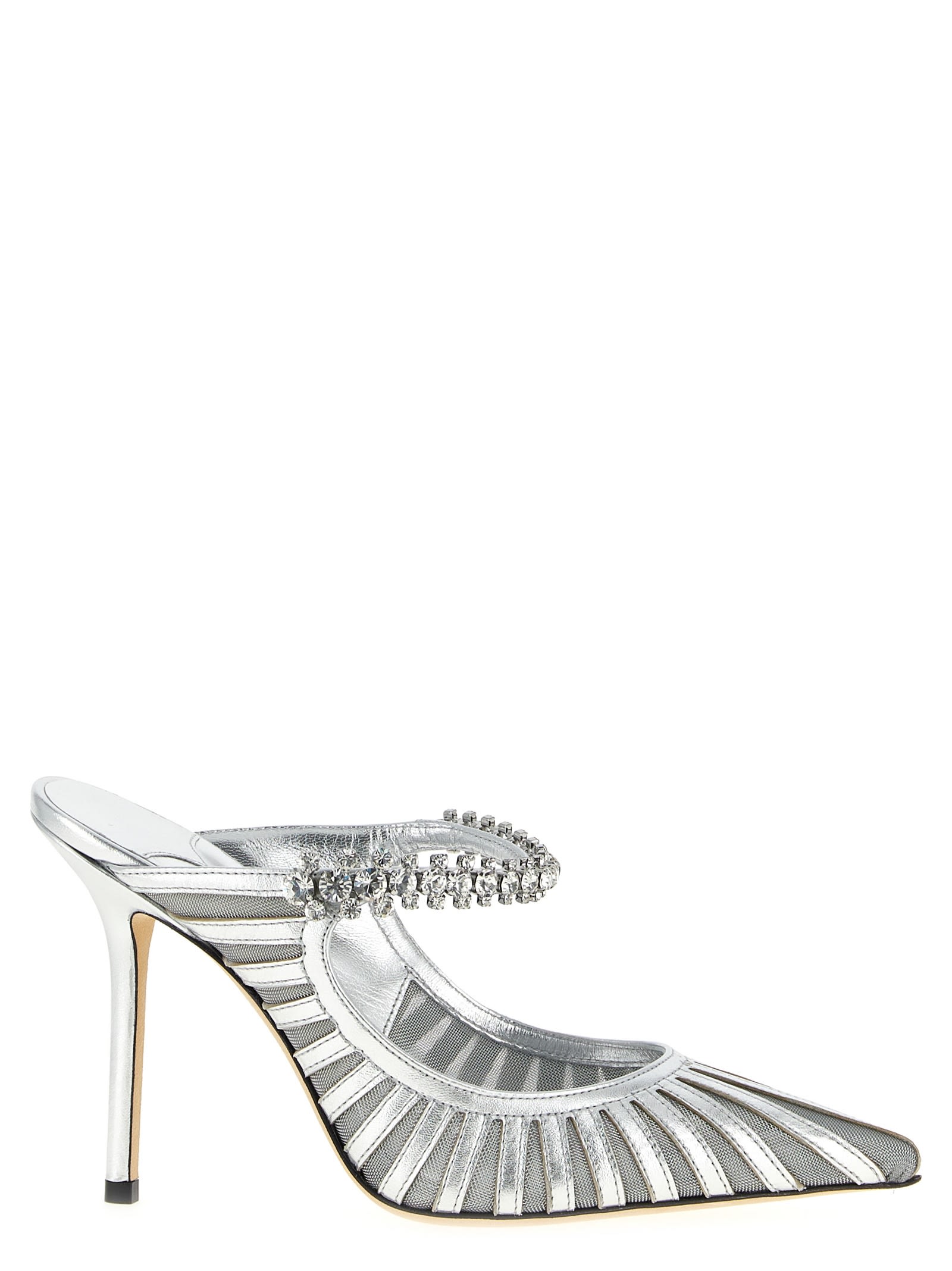 Jimmy Choo 100mm Bing Crystal-embellished Mules In Silver