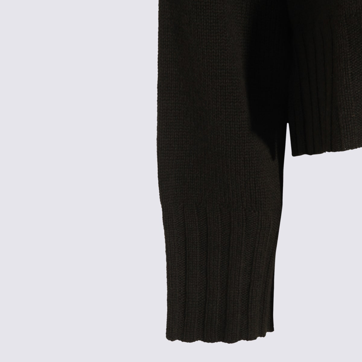 Allude Cropped Black Sweater With Relaxed Fit In Brown