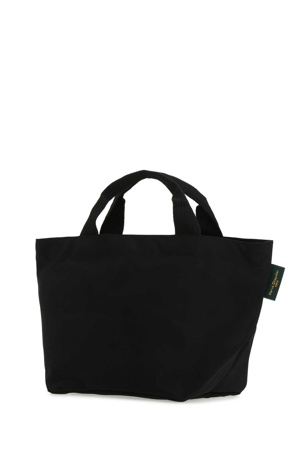 Shop Herve Chapelier Black Canvas Handbag In Noir-noir