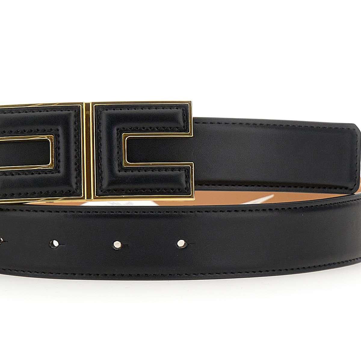 Shop Elisabetta Franchi Logo Buckle Belt  In Black