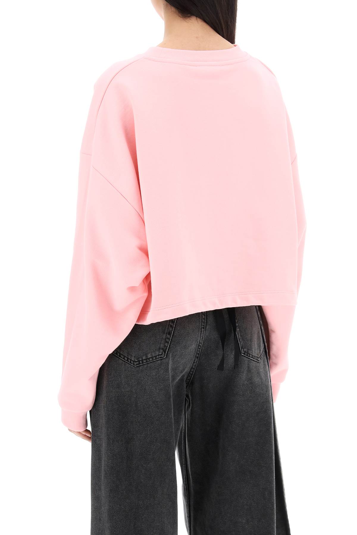 Shop Marni Organic Cotton Sweatshirt With Hand-embroid In Magnolia (pink)