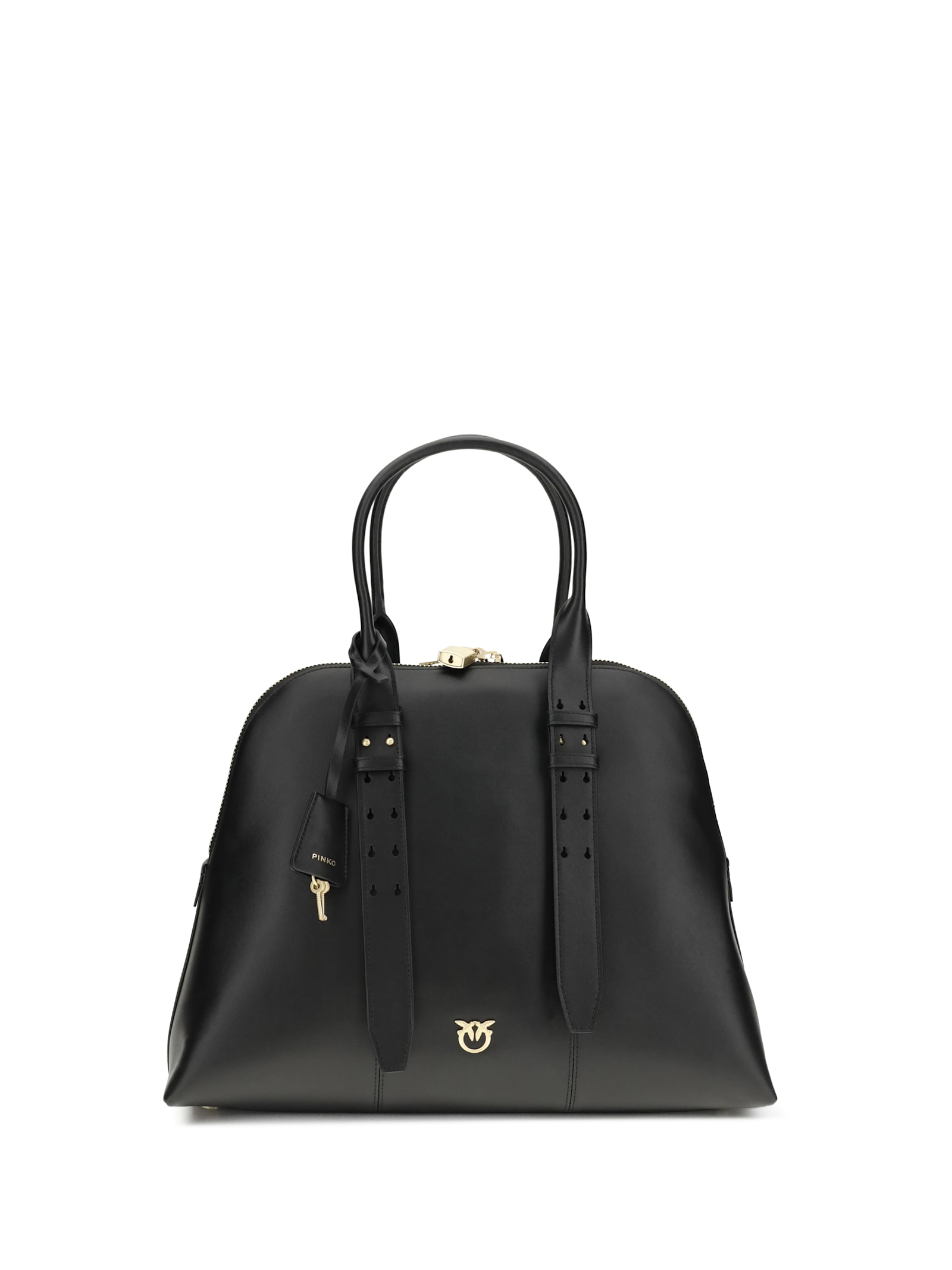 Pinko Escape Bag Maxi Leather Bowling Bag In Black