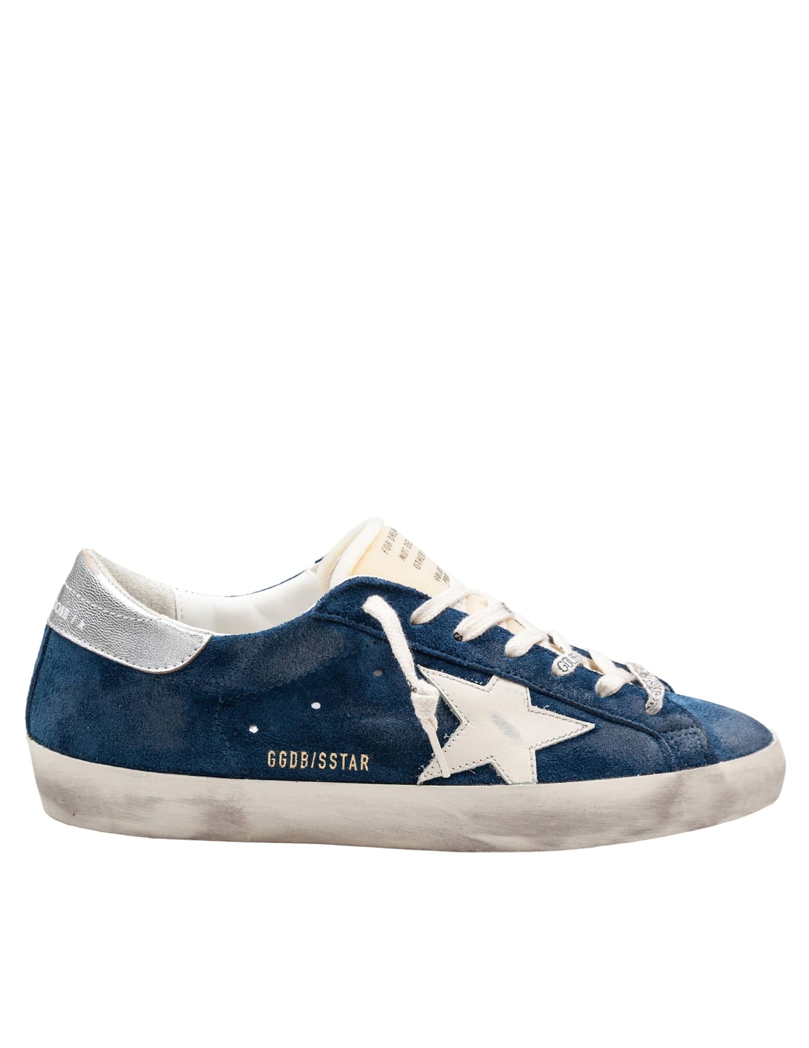 Golden Goose Super-star Suede Upper And Toe Foam Tongue Leather Star Laminated Heel Sneakers Blue In Blue