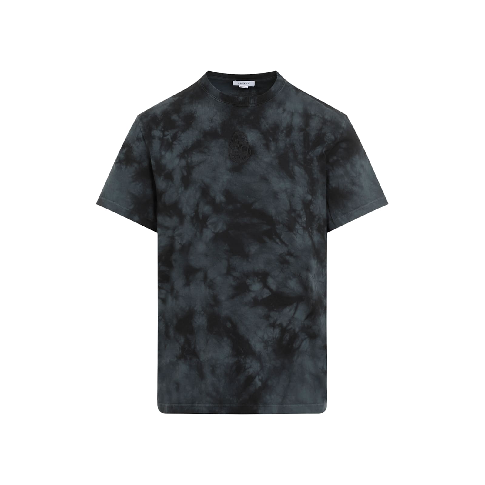 Alexander Mcqueen Skull Embroidered Tie-dye T-shirt In Black