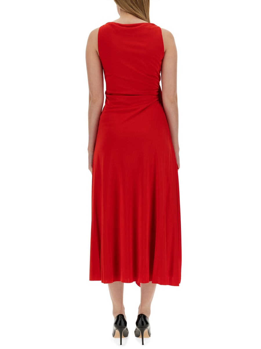 Shop Lanvin Dress With Drape In Red