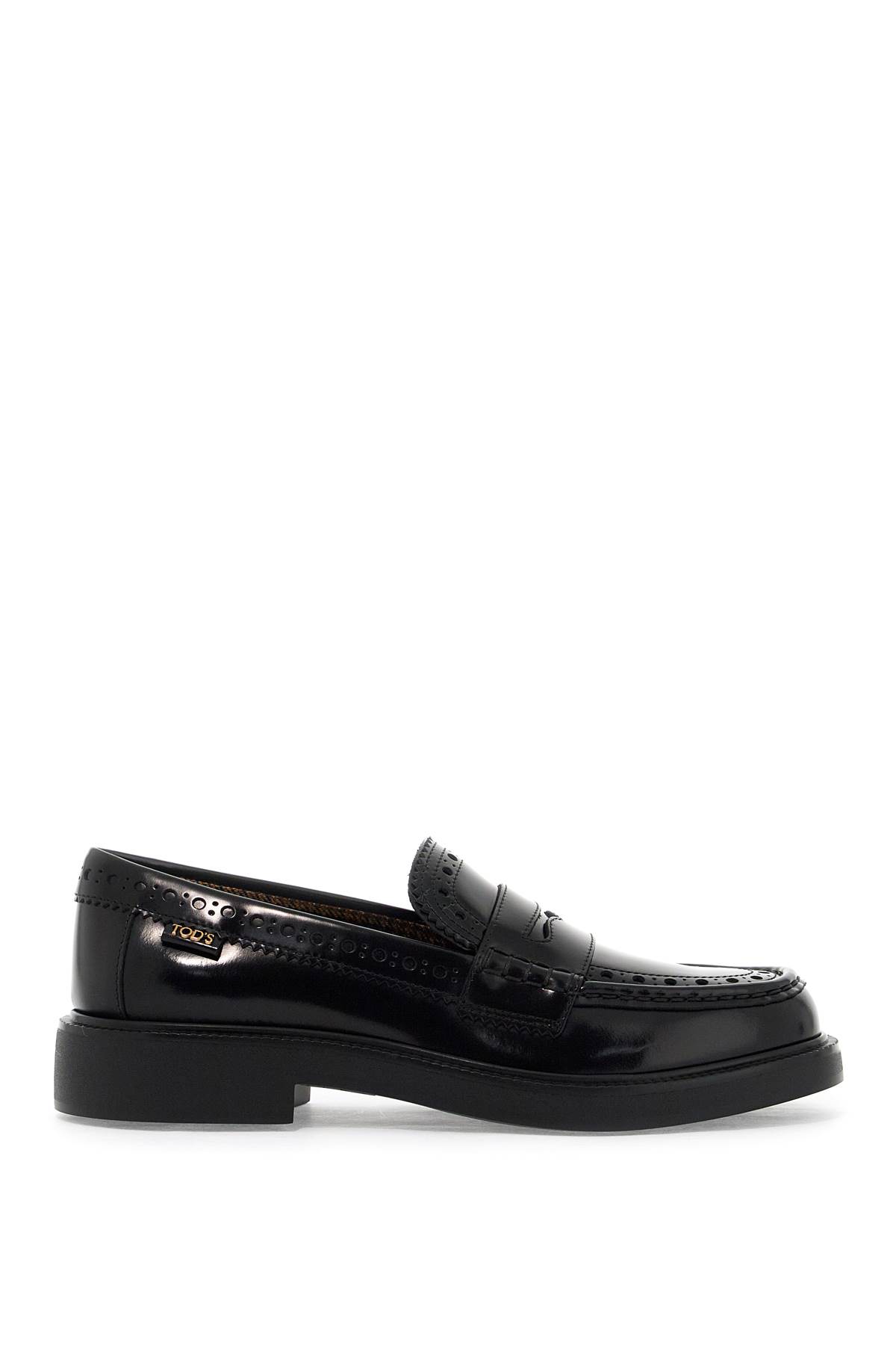 Shop Tod's Leather Brogue Loafers In Nero (black)