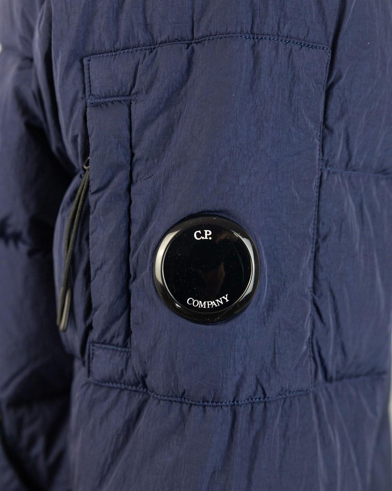 Shop C.p. Company Lens-detailed Zipped Down Jacket In Blu Royal