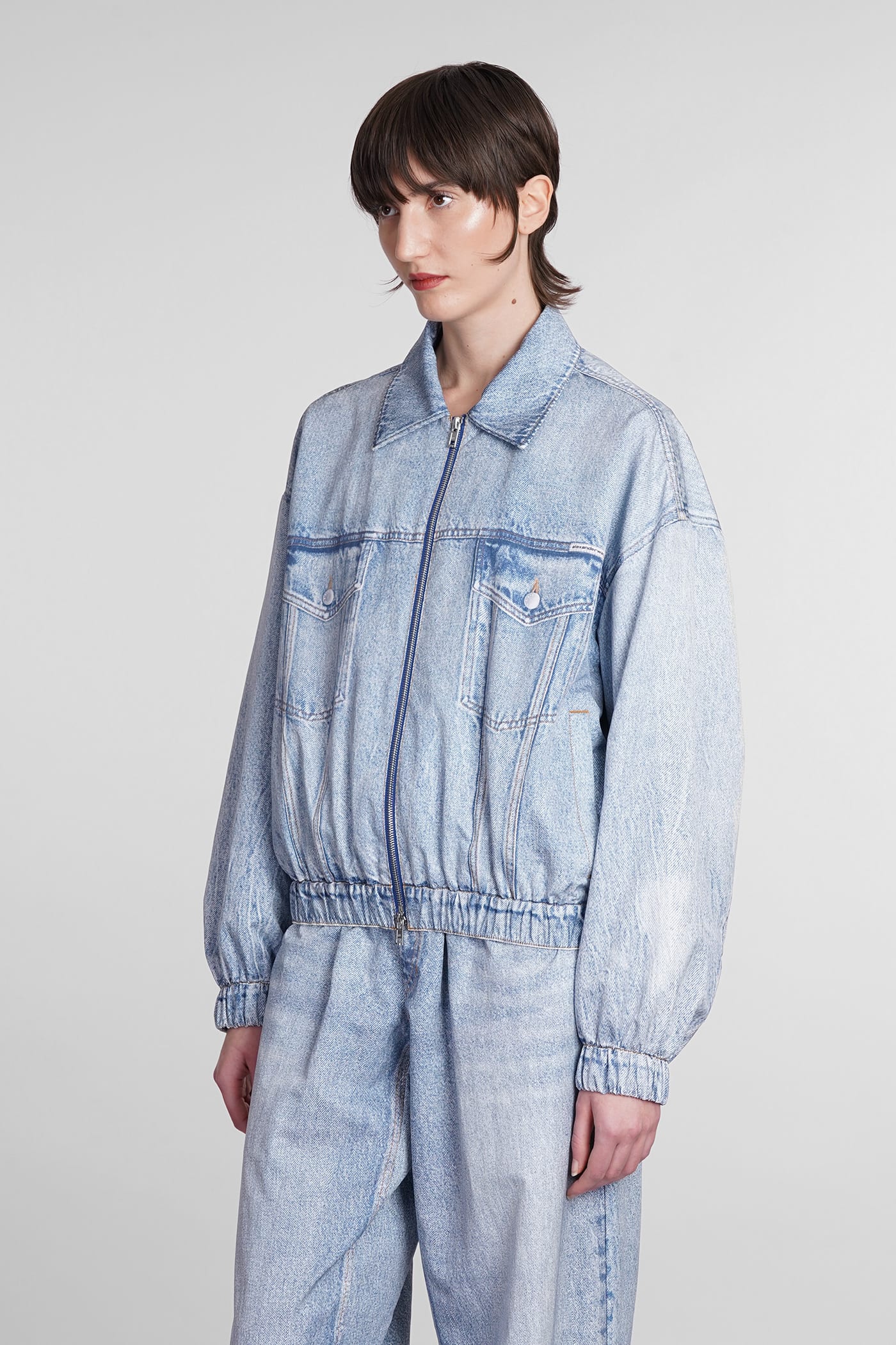 Shop Alexander Wang Denim Jackets In Blue Cotton