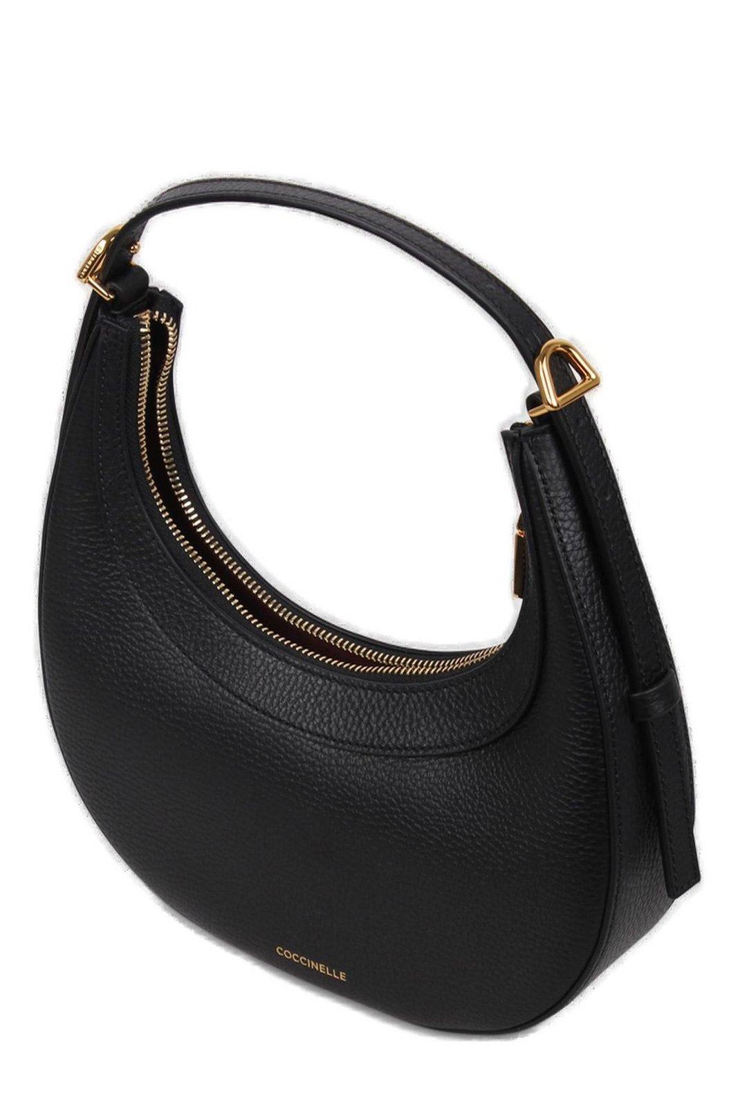 Shop Coccinelle Whisper Logo Stamp Shoulder Bag In Black